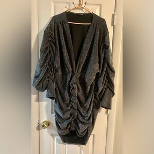 Camera Ready Metallic Mini Dress Black/Silver